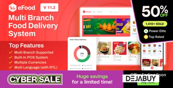eFood v11.2 - Food Delivery App with Laravel Admin Panel + Delivery Man App - nulled