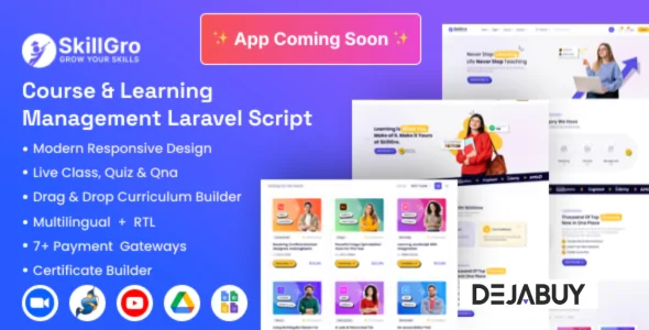SkillGro v1.7.0 - Course & Learning Management System Laravel Script (LMS)